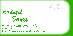 arpad doma business card